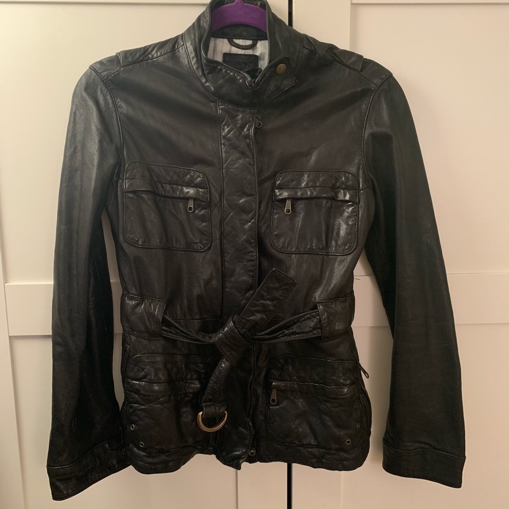 Gap Black Leather Jacket, Size XS
